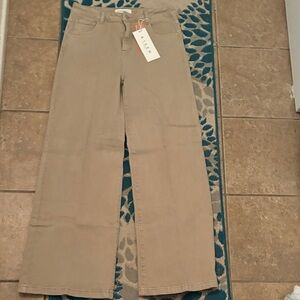 Risen Women's Wide Leg Tan Jeans